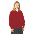 Youth Acrylic Heavy Gauge V-Neck Long Sleeve Pullover - Red